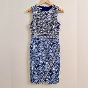Maggy London Blue Print Scuba Sheath Dress